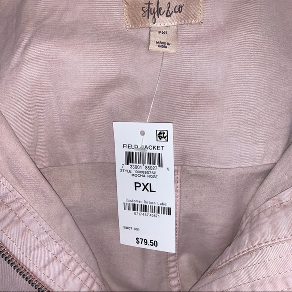 🆕 Style & Co Dusty Blush Pink Safari Trench Utility Twill Jacket Spring Coat - Picture 9 of 11